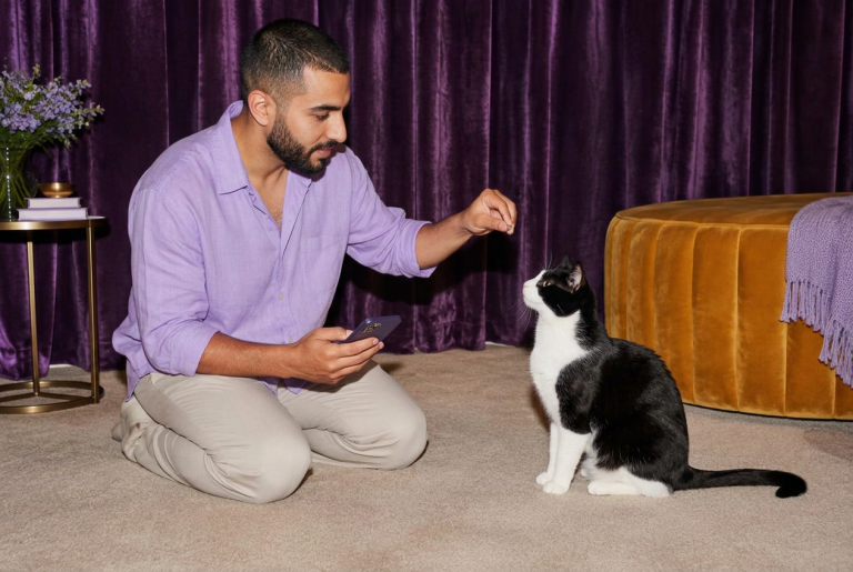 Meawys cat training editorial image accompanying Introducing Kittens to Children Safely